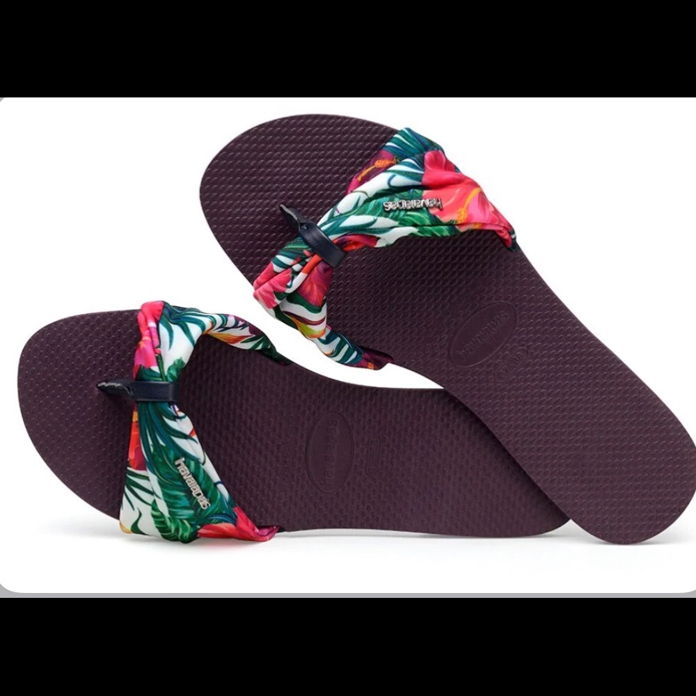 Havaianas Women`s Flip Flops You St Tropez Sandals Aubergine Floral Sandal
